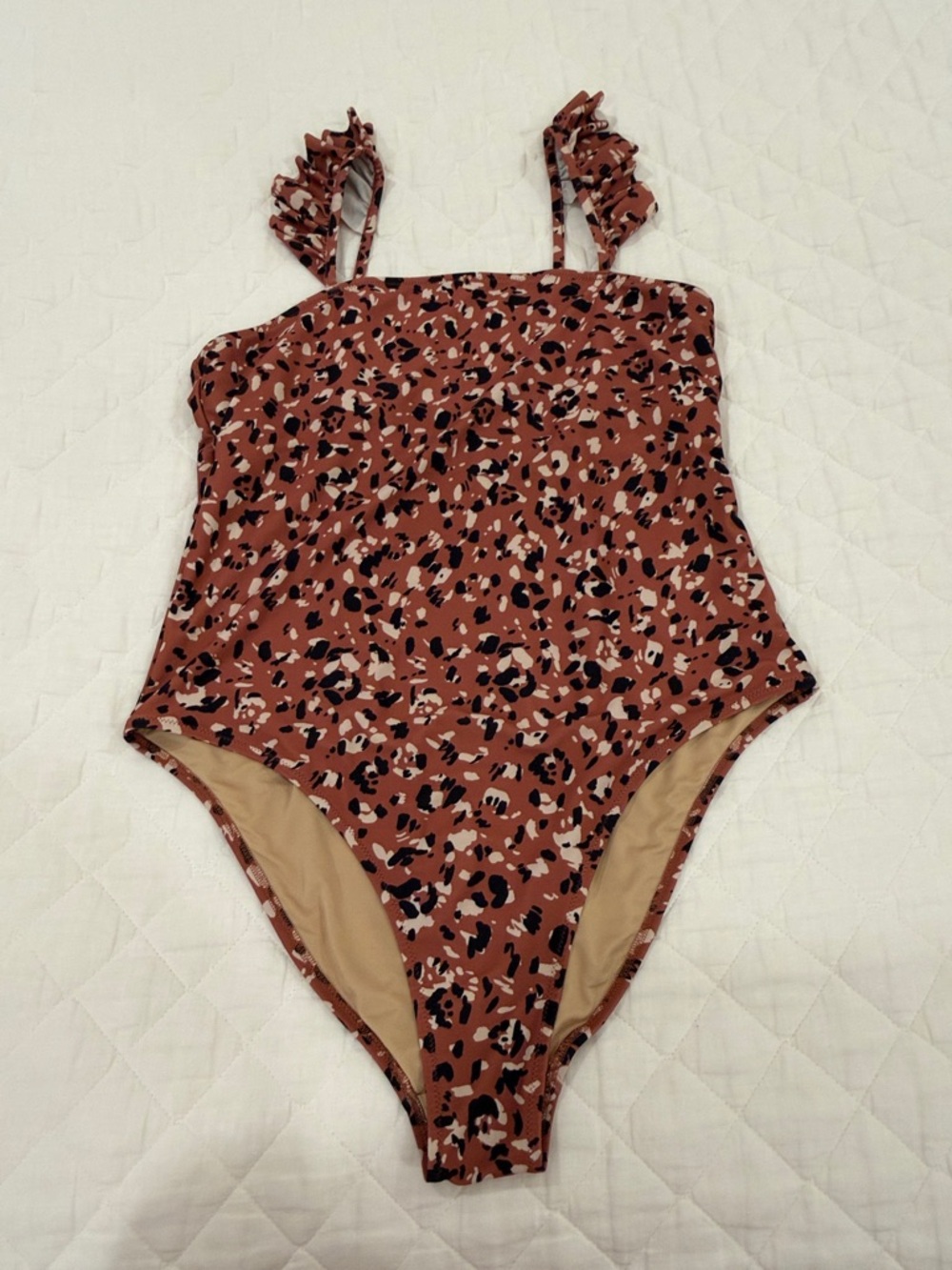 Old Navy Rust and Black Animal Print One-Piece Swimsuit